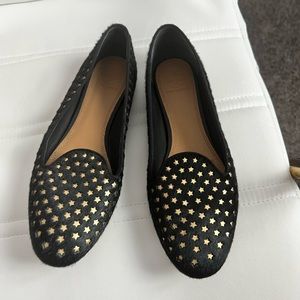 Tory Burch 7.5 used shoes black and gold